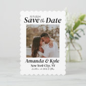 ニュートラルブラックとホワイト写真で日付を保存 招待状 (スタンド正面)