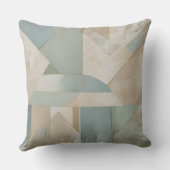 ニュートラルブルーグリーンベージュ抽象芸術幾何学的プリント クッション (裏面)