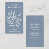 ニュートラルブルーモダンボタニカルリーフシンプルモダン 名刺 (正面/裏面)