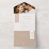 ニュートラルブロック春の結婚式写真 オールインワン招待状 (内側)