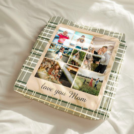 ニュートラルプレイドキッズ複数写真モノグラム フリースブランケット