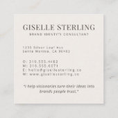 ニュートラルプロフェッショナルモダン名事業写真 スクエア名刺 (裏面)