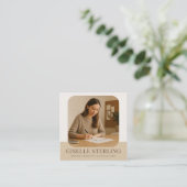 ニュートラルプロフェッショナルモダン名事業写真 スクエア名刺 (スタンド正面)