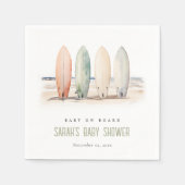ニュートラルベビーオンボードサーフボードベビーシャワー スタンダードカクテルナプキン (正面)