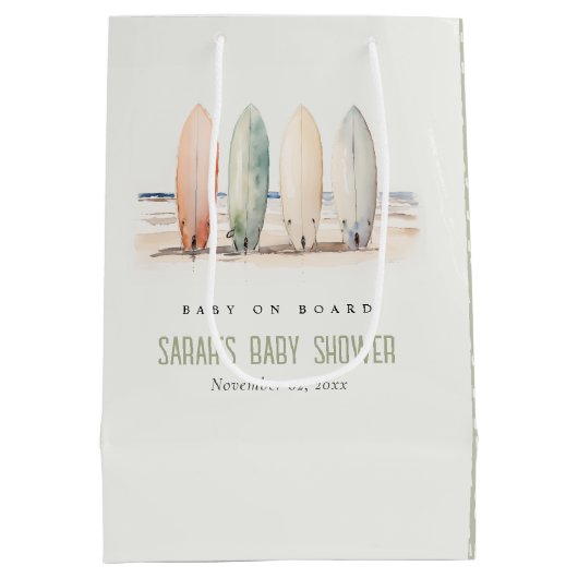 ニュートラルベビーオンボードサーフボードベビーシャワー ミディアムペーパーバッグ (裏面)