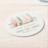 ニュートラルベビーオンボードサーフボードベビーシャワー ラウンドペーパーコースター (アングル)