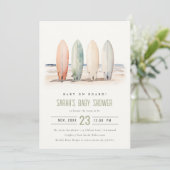 ニュートラルベビーオンボードサーフボードベビーシャワー 招待状 (スタンド正面)