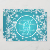 ニュートラルベビーシャエレガントワー冬のスパークルブルー 招待状 (正面/裏面)