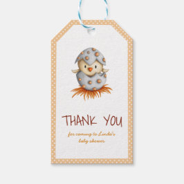 ニュートラルベビーシャワーありがとうラベルと雛 ギフトタグ