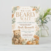 ニュートラルベビーシャワーおめでとうございます We Can Bearly Wait 招待状 (スタンド正面)