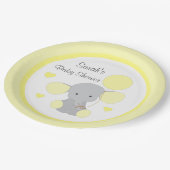 ニュートラルベビーシャワーイエローグレーエレファントスプリンクル ペーパープレート (アングル)