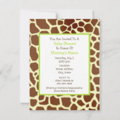 ニュートラルベビーシャワーグリーンキャリッジ&キリンプリント 招待状 (裏面)