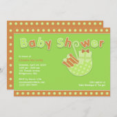 ニュートラルベビーシャワーグリーンフラット招待状 招待状 (正面/裏面)