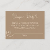 ニュートラルベビーシャワーミニマリストエレガントハート エンクロージャーカード (正面)