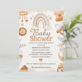 ニュートラルベビーシャワー招待状 | かわいいボホレインボー 招待状 (スタンド正面)