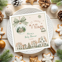 ニュートラルベビーシャワー It Takes a Village スタンダードカクテルナプキン