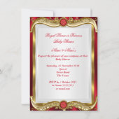 ニュートラルベビーシャワ王室のーレッドジェム金ゴールドクラウン2 招待状 (裏面)