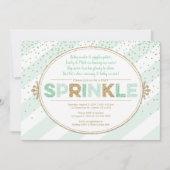 ニュートラルベビースプリンク招待ミントグリーン金ゴールド 招待状 (正面)