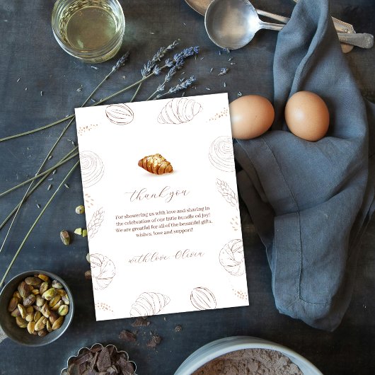 ニュートラルベーカリーパティシーブンでオーブンの赤ちゃんシャワー サンキューカード