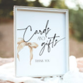 ニュートラルベージュの弓カードとギフト 台座サイン