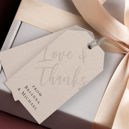 ニュートラルベージュの愛感謝していと名前つき ギフトタグ