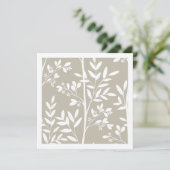 ニュートラルベージュの花のシルエット植物画カード カード (スタンド正面)