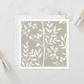 ニュートラルベージュの花のシルエット植物画カード カード (正面/裏面インサイチュ)