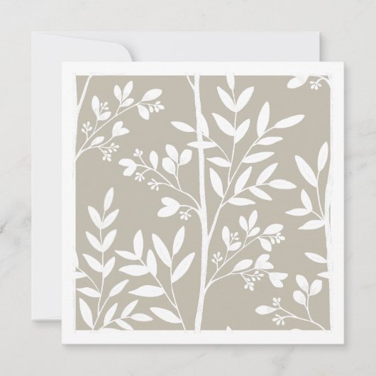ニュートラルベージュの花のシルエット植物画カード カード (正面)
