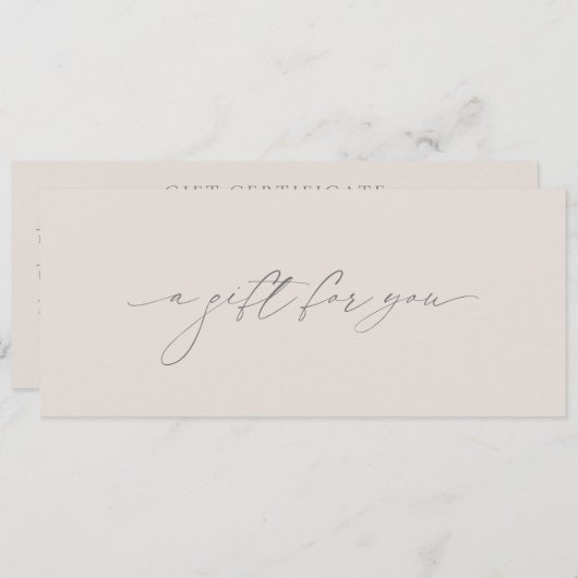ニュートラルベージュエレガントタンモダンギフト証明書 (正面/裏面)