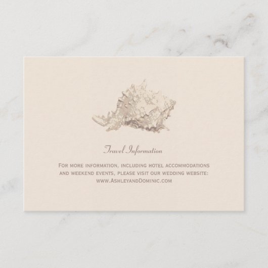 ニュートラルベージュシーシェルビーチ結婚式情報 エンクロージャーカード (正面)