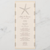 ニュートラルベージュスターフィッシュビーチ結婚式ディナー メニュー (正面)