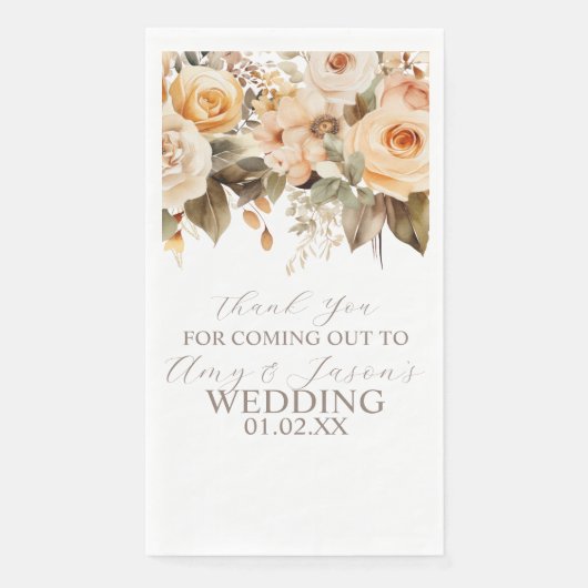 ニュートラルベージュフラワーボタニカルウェディングブラウン (正面)