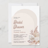 ニュートラルベージュフローラパンパスフォトブライダルシャワー 招待状 (正面)