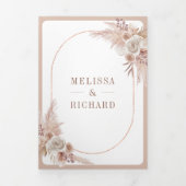 ニュートラルベージュフローラボホパンパQRコード結婚ズ 三つ折り招待状 (カバー)