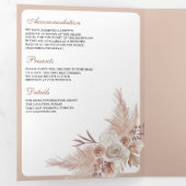 ニュートラルベージュフローラボホパンパQRコード結婚ズ 三つ折り招待状 (内部最初)