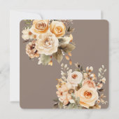 ニュートラルベージュフローラルボタニカルウェディングブラウン サンキューカード (裏面)