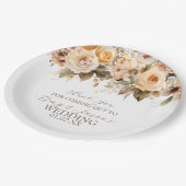 ニュートラルベージュフローラルボタニカルウェディングブラウン ペーパープレート (アングル)