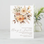 ニュートラルベージュフローラルボタニカルウェディングブラウン 招待状 (スタンド正面)