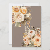 ニュートラルベージュフローラルボタニカルウェディングブラウン 招待状 (裏面)