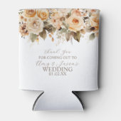 ニュートラルベージュフローラルボタニカルウェディングブラウン 缶クーラー (正面)