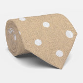 ニュートラルベージュホワイト水玉模様パターン ネクタイ (ロール)