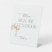 ニュートラルベージュボウがゲストブックのペデスタルサインに署名 台座サイン (正面)