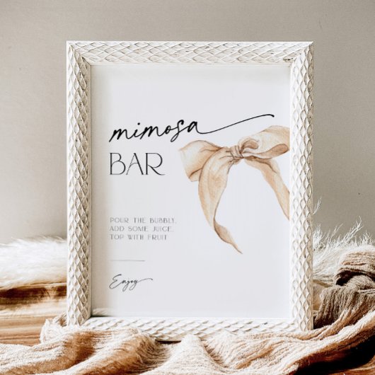 ニュートラルベージュボウブライダルシャワーミモサバー 台座サイン