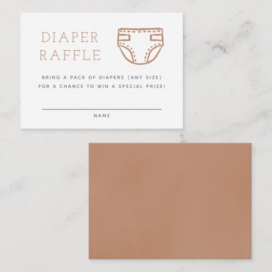 ニュートラルベージュミニマリストおむつラッフル エンクロージャーカード (正面/裏面)