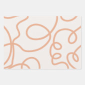 ニュートラルベージュミニマル抽象芸術線ブラシストローク ラッピングペーパーシート (正面2)