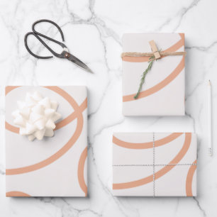 ニュートラルベージュミニマル抽象芸術線ブラシストローク ラッピングペーパーシート