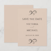 ニュートラルベージュミニマル結婚リスト セーブザデート (正面/裏面)