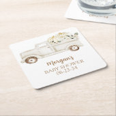 ニュートラルベージュリトルカボチャかわいい赤ちゃんシャワー スクエアペーパーコースター (アングル)