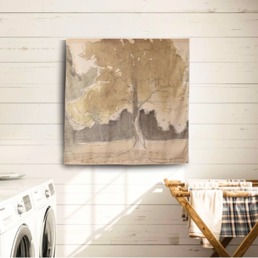 ニュートラルベージュヴィンテージツリースケッチ タペストリー