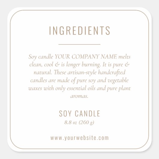 ニュートラルベージュ成分ラベル スクエアシール (正面)